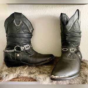 SPELL | Sample Black Rocker Cowboy Boots with Chain 38